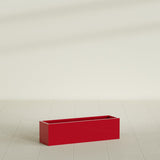 Monaco Rectangle Planter in Gloss Red, 26"L, shown empty