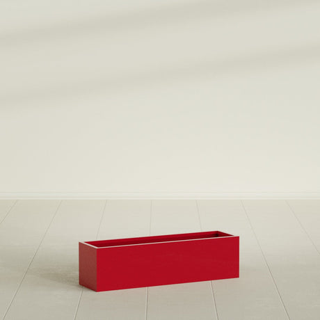 Monaco Rectangle Planter in Gloss Red, 26"L, shown empty