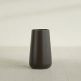 Saigon Tapered Round Planter in Matte Dark Brown, 16"D × 36"H, shown empty