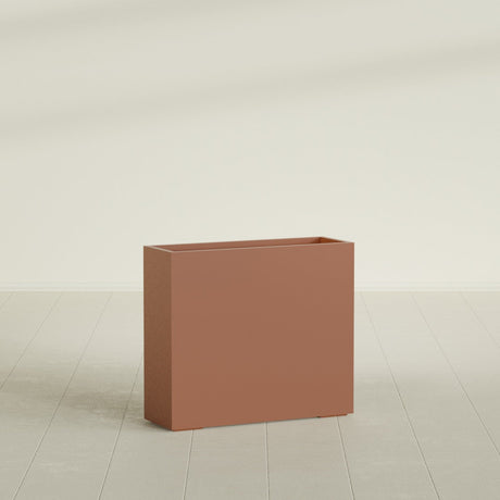 Perth Rectangular Planter in Matte Terra Cotta, 48"L × 16"D × 42"H, shown empty