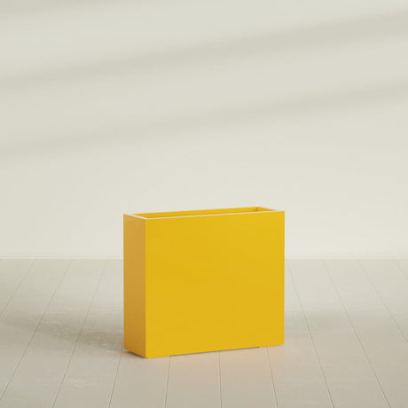 Delray Rectangular Planter in Gloss Saffron, 36"L × 12"D × 32"H, shown empty