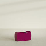 Seoul Curved Planter in Gloss Eggplant, 32"L × 12"D × 18"H, shown empty