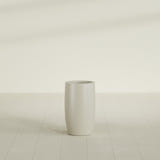 Lisbon tall round tapered fiberglass planter in Satin Beige, 14 in diameter, 25 in high, shown empty