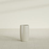 Lisbon tall round tapered fiberglass planter in Satin Beige, 14 in diameter, 25 in high, shown empty