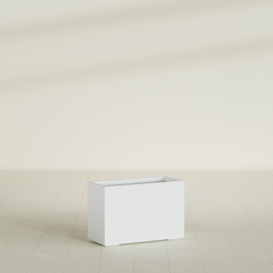 Tolga Rectangular Planter in Gloss Bright White, 36"L × 16"D × 24"H, shown empty