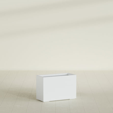 Tolga Rectangular Planter in Gloss Bright White, 36"L × 16"D × 24"H, shown empty