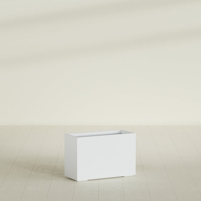 Tolga Rectangular Planter in Gloss Bright White, 36"L × 16"D × 24"H, shown empty