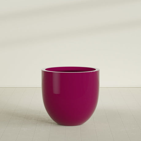 Alzira Bowl Planter in Gloss Eggplant, 36"D × 34"H, shown empty