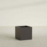 Montroy Cube Planter in Matte Dark Brown, 28", shown empty