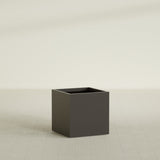 Montroy Cube Planter in Matte Dark Brown, 28", shown empty