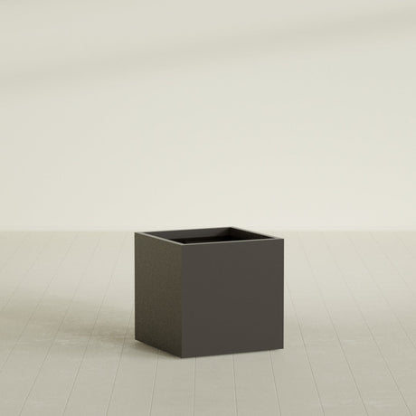 Montroy Cube Planter in Matte Dark Brown, 28", shown empty