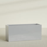 Brisbane Rectangular Planter in Metallic Silver, 72"L × 24"D × 32"H, shown empty