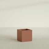 Montroy Cube Planter in Matte Terra Cotta, 24", shown empty