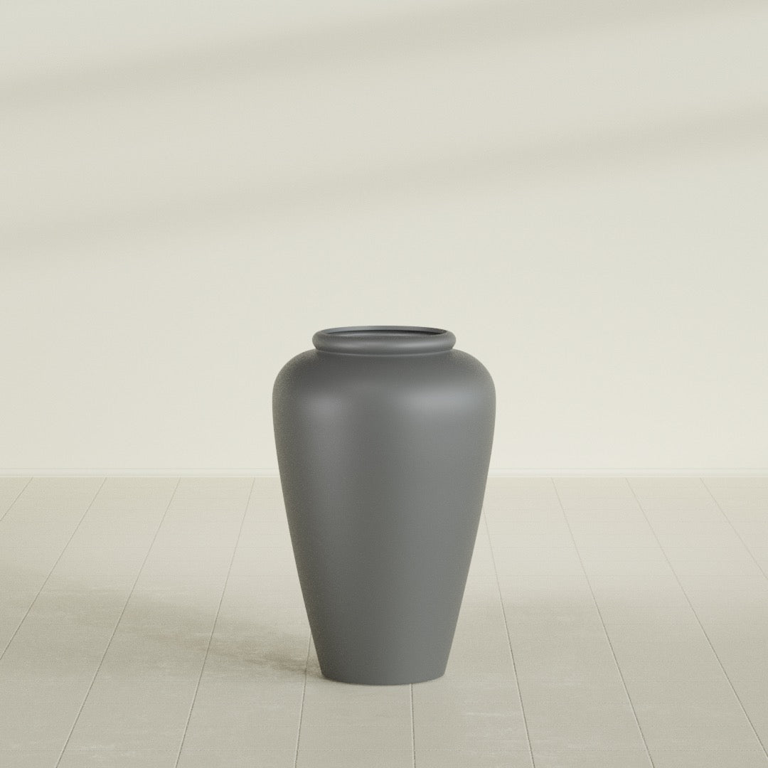 Barà Jar Planter in Matte Gunmetal, 20"D × 31"H, shown empty