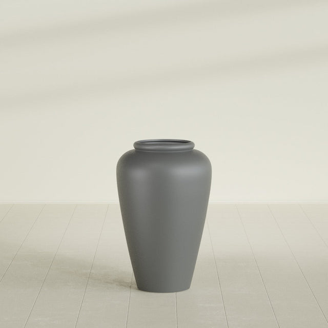 Barà Jar Planter in Matte Gunmetal, 20"D × 31"H, shown empty
