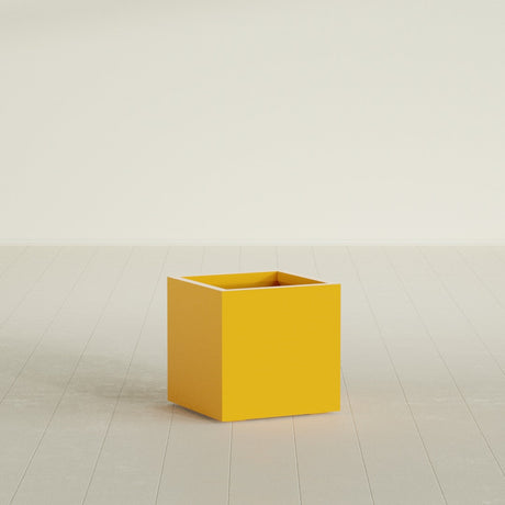 Montroy Cube Planter in Gloss Saffron, 20", shown empty