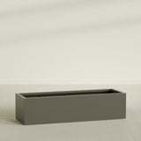 Torino Wide Rectangular Planter in Matte Bronze, 72"L × 24"D × 18"H, shown empty