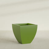 Lima Tapered Square Planter in Satin Green, 30", shown empty