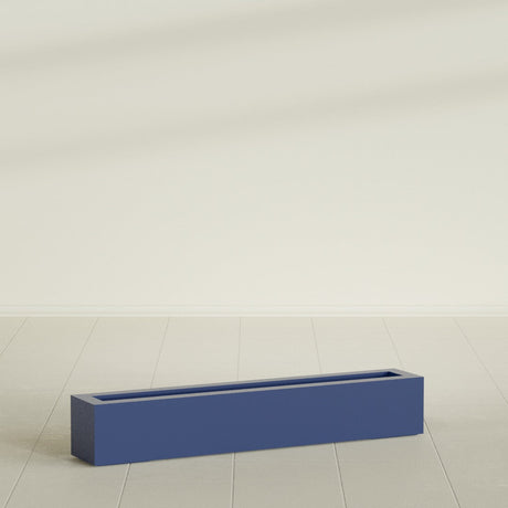 Salon Box Planter in Matte Cobalt Blue, 48" Long, shown empty
