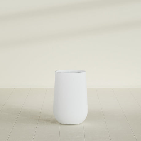 Hayden Urn Planter in Gloss Bright White, 12"Diam × 20"H, shown empty