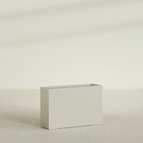 Potsdam Rectangular Planter in Satin Beige, 48"L × 16"D × 32"H, shown empty