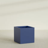 Montroy Cube Planter in Matte Cobalt Blue, 40", shown empty