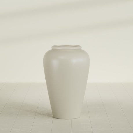Barà Jar Planter in Satin Beige, 24"D × 37"H, shown empty