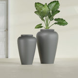 Barà Jar fiberglass planter in Matte Gunmetal, size range, in a sunlit interior