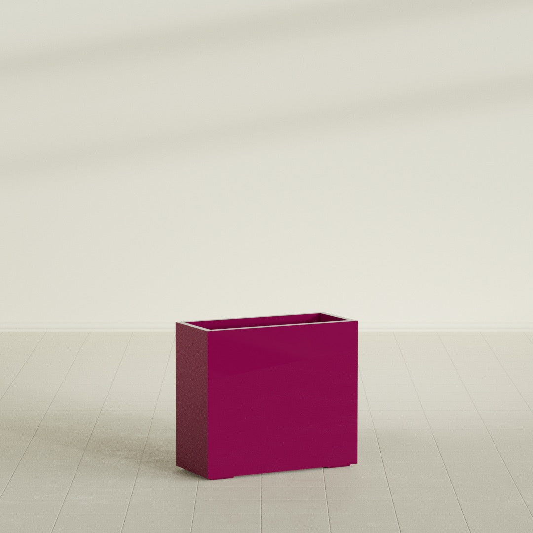 Potsdam Rectangular Planter in Gloss Eggplant, 36"L × 16"D × 32"H, shown empty