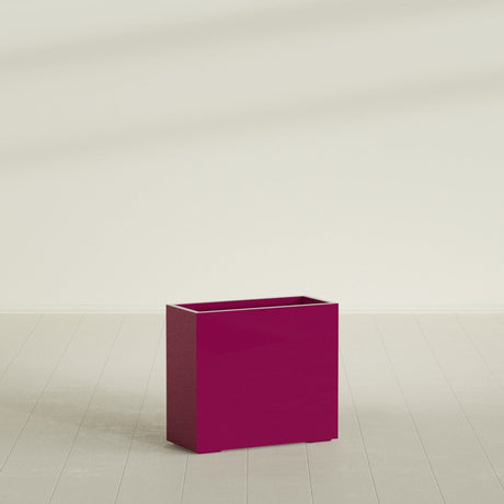 Potsdam Rectangular Planter in Gloss Eggplant, 36"L × 16"D × 32"H, shown empty