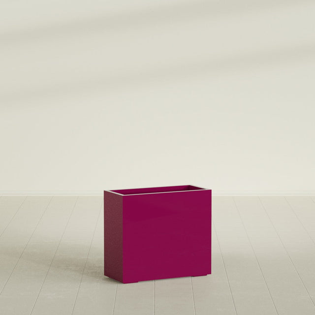 Potsdam Rectangular Planter in Gloss Eggplant, 36"L × 16"D × 32"H, shown empty