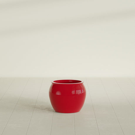 Shanghai Fishbowl Planter in Gloss Red, 16", shown empty