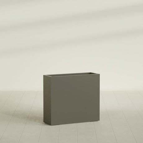 Delray Rectangular Planter in Matte Bronze, 36"L × 12"D × 32"H, shown empty