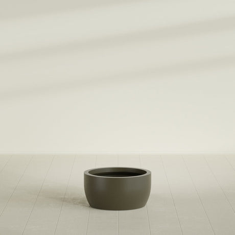 Casablanca Bowl Planter in Matte Bronze, 24"D × 12"H, shown empty