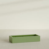 Antwerp Rectangular Planter in Satin Green, 60"L × 24"D × 12"H, shown empty