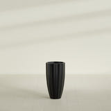 San Jose Tall Fluted Planter in Matte Black, 16"D × 30"H, shown empty
