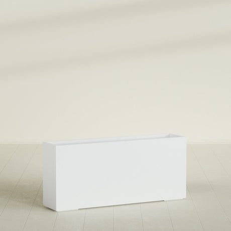 Potsdam Rectangular Planter in Matte Bright White, 72"L × 16"D × 32"H, shown empty