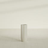 Saint Tropez Bullet Round Planter in Satin Beige, 12"D × 32"H, shown empty