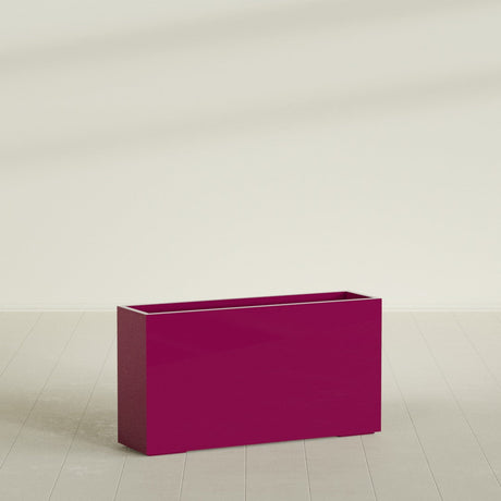 Potsdam Rectangular Planter in Gloss Eggplant, 60"L × 16"D × 32"H, shown empty