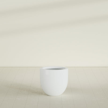 Alzira Bowl Planter in Matte Bright White, 23"D × 22"H, shown empty