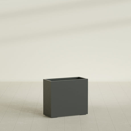 Potsdam Rectangular Planter in Matte Charcoal, 36"L × 16"D × 32"H, shown empty