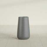 Saigon Tapered Round Planter in Matte Gunmetal, 14"D × 30"H, shown empty