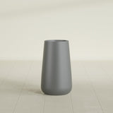Saigon Tapered Round Planter in Matte Gunmetal, 14"D × 30"H, shown empty