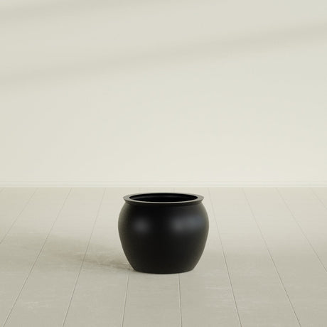 Shanghai Fishbowl Planter in Matte Black, 16", shown empty