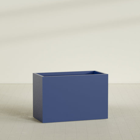 Brisbane Rectangular Planter in Matte Cobalt Blue, 48"L × 24"D × 32"H, shown empty