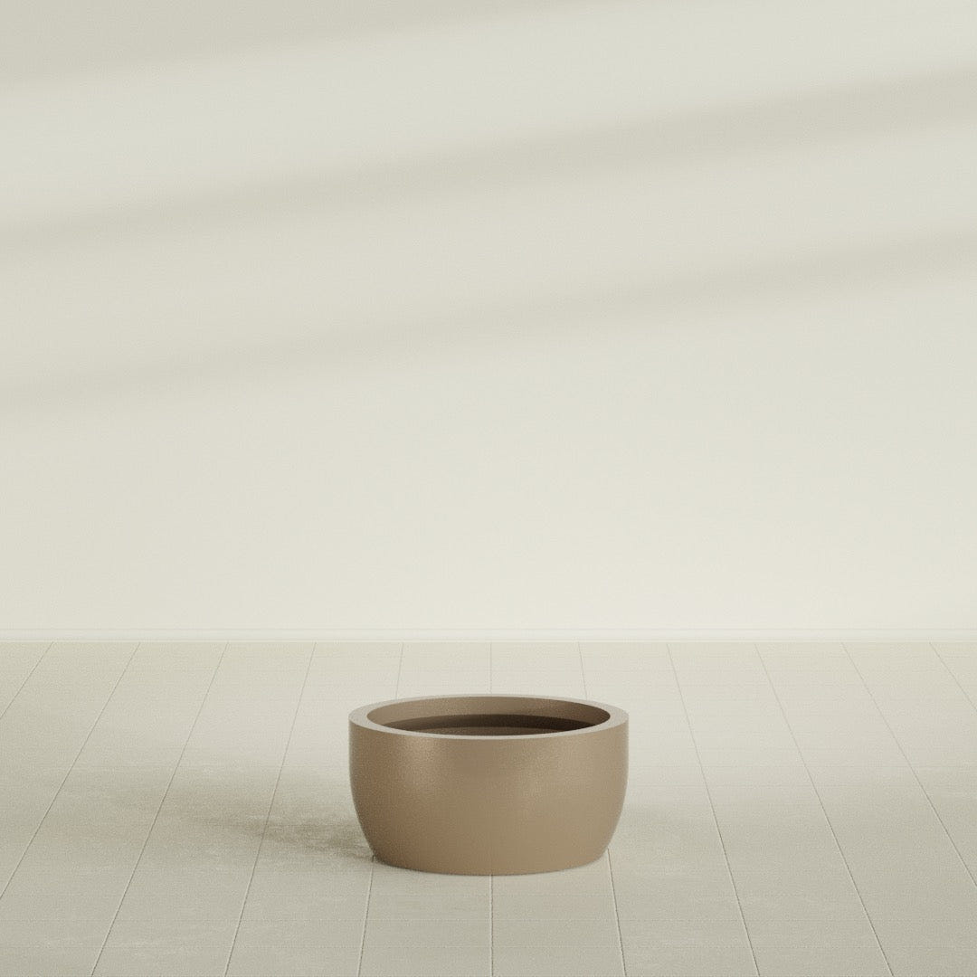 Casablanca Bowl Planter in Gloss Metallic Gold, 24"D × 12"H, shown empty