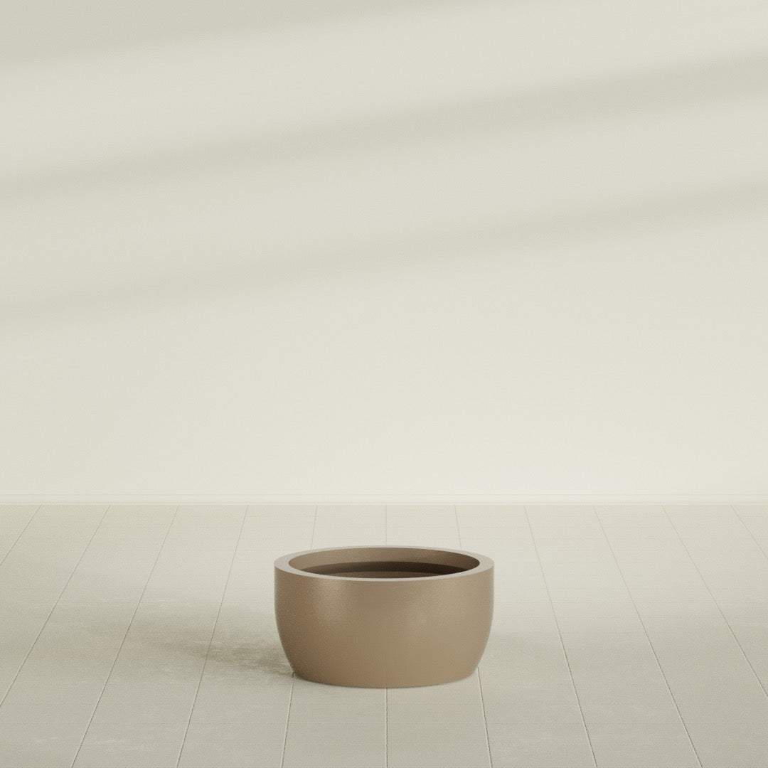 Casablanca Bowl Planter in Gloss Metallic Gold, 24"D × 12"H, shown empty