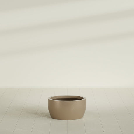 Casablanca Bowl Planter in Gloss Metallic Gold, 24"D × 12"H, shown empty