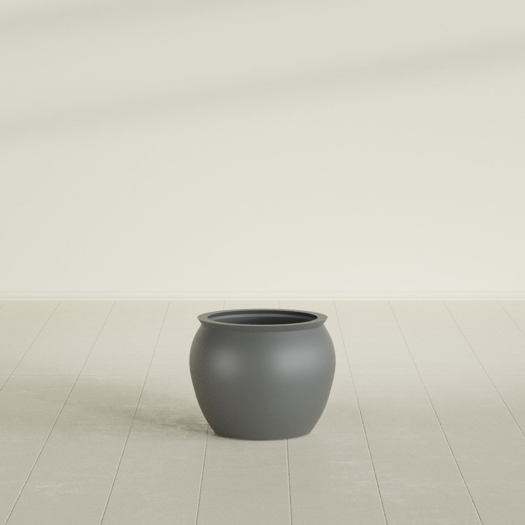 Shanghai Fishbowl Planter in Matte Gunmetal, 16", shown empty
