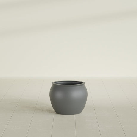 Shanghai Fishbowl Planter in Matte Gunmetal, 16", shown empty